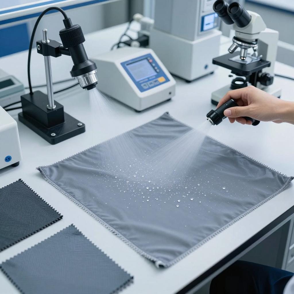 Spray test checking water repellency